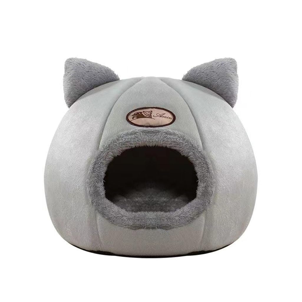 Lits pour Chats d'intérieur, lit pour Chat Igloo, Tente de lit pour Chat avec Coussin Amovible et Lavable, lit Pliable et Portable pour Animaux de Compagnie - 36 x 36 x 36 cm