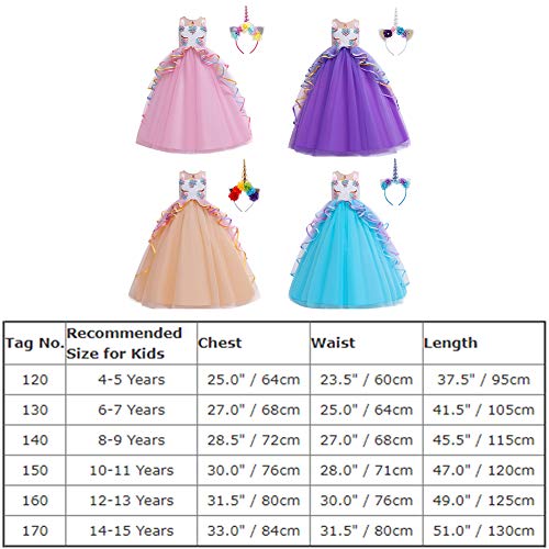 Eenhoorn carnavalskostuum voor meisjes, prinsessenjurk met lange mouwen, sprookjesjurk, tule, tutu, voor bruiloften, feesten, carnaval, verkleedpartijen, Halloween - Afbeelding 8