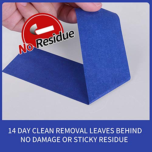 Image of ADHES Blue Painters Tape 2 inches Wide, Masking Tape for Painting, 6 Rolls x 2 Inches x 55 Yards, Paint Tape No Residue Outdoor Anti UV Multi Surface Use, Total 330 Yards