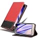 Produktbild Cadorabo Hülle kompatibel mit Samsung Galaxy J1 2016 aus Premium Kunst Leder Flip Klappbare Stoßfeste Magnetische [Standfunktion] [Kartenfächern] Cover Hülle für Galaxy J1 2016 Tasche in Rot