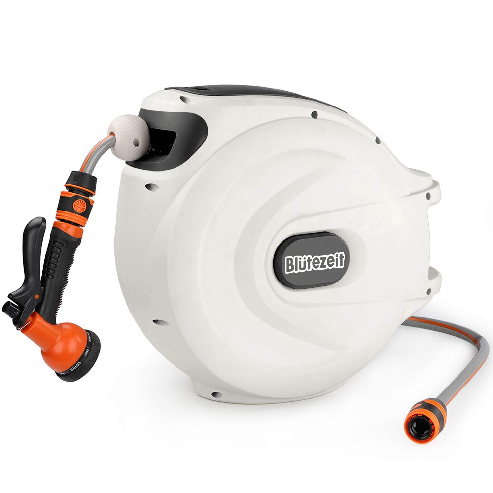 Buy Blütezeit Retractable Garden Hose Reel, 1/2'' x 65FT+6FT Wall Mount, Any Length Lock, 180