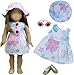 ZITA ELEMENT 4 Stück Puppe Kleidung Puppenkleider Blumenkleid Hut Sonnenbrille Schuhe für American 18 Zoll Girl Doll 43 45-46cm Puppen Sommer Urlaub Zubehör Spielzeug Strand Outfits Dress Set