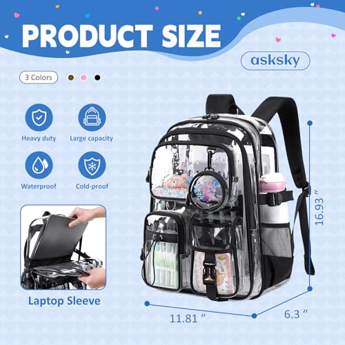 ASKSKY Clear Backpacks for Stadium Events Heavy Duty Clear Bookbag for School Girls Transparent Back Pack by ASKSKY - Used condition - Image 5