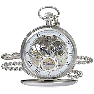 Charles-Hubert, Paris 3972-W Premium Collection Analog Display Mechanical Hand Wind Pocket Watch