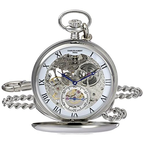 Charles-Hubert, Paris 3972-W Premium Collection Analog Display Mechanical Hand Wind Pocket Watch