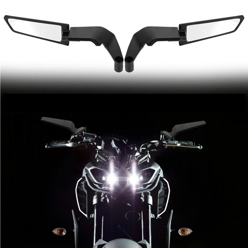 motos Miroir vélo Rétroviseurs Latéraux Moto Pour MT07, MT09, FZ07, FZ09, MT03, MT10, Ailettes Furtives, Kits Rétroviseurs Rotatifs Et Réglables(Type C)