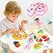 Fun-Here 48PCS Play Kitchen Food Toy Set Kids Cutting Market Cooking Educational Leaning Cake Pizza Fruit Vegetables Ice Cream Pretend Playset Party Favor Supplies for Boys Girls