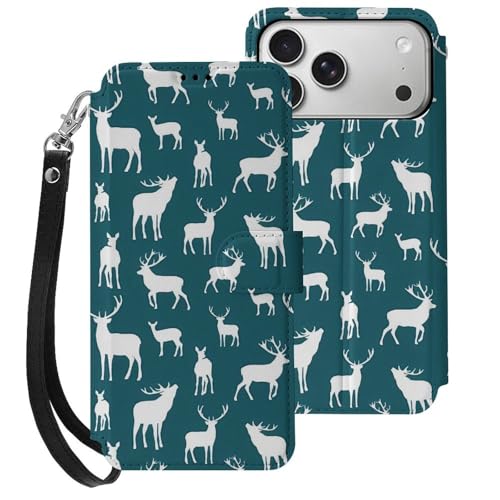iphone 17用 ケース エルク シカ柄 手帳型 と互換性のある カード収納 いphone17用 カバー 手帳型 Puレザー 横置きスタンド機能 折りたたみ スマホケース スタンド付き アイフォン 17用 ケース 内蔵マグネット 開閉式 財布型 軽量