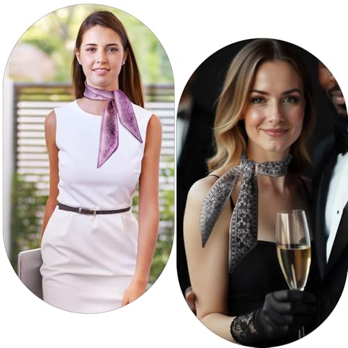 4 Pcs Hair Scarf Satin Head Scarf for Women, Fashion Bag Scarf for Handbags Purse Scarf Bohemian Style Hair Neck Scarves Bandana for Handbags Accessories4