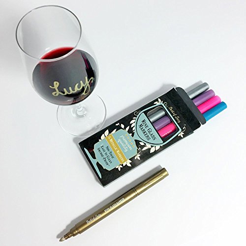 Wine Glass Markers (Metallic Colors 5 Pens Pack) Best Alternative To Wine Charms