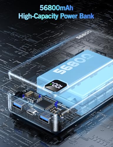 Portable Charger Power Bank, 56800mAh PD 22.5 W Fast Charging Battery Pack, Large Capacity Portable Power Bank for Camping Travel Essential Compatible with iPhone 17/16/15/14/13 Series, Samsung, iPad - Image 4