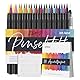 int!rend Brush Pen Set - 24 Aquarellstifte, 2 Wasserpinselstifte, 20 Blätter Aquarellpapier, 5 Schablonen - Handlettering Stifte, Pinselstifte für Bullet Journal, Malen Stifte Set