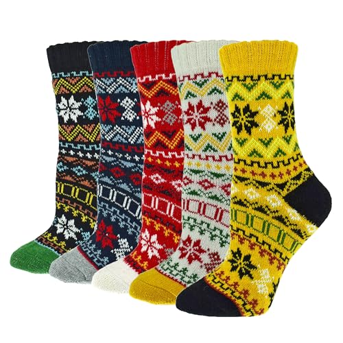 5 Pairs Vintage Winter Women Socks Warm Thick Knitted Soft Wool Socks Christmas Gifts Cozy Crew Socks