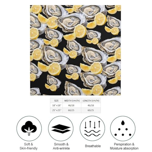 Oyster Lemon Cute Square Hair Scarves Neck Wraps Headscarf Kerchief Bandanas Unisex 18"/25"2