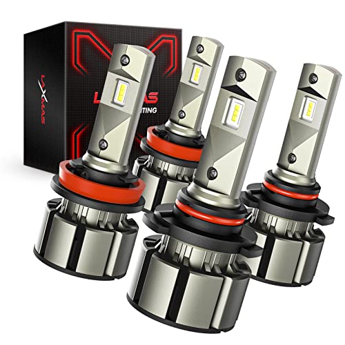 Laxmas H11/H8/H9 9005/HB3 LED Light Bulbs Combo High Low Beam Replacement 36000 Lumens 6500K Cool White Super Bright LED Bulbs Conversion Kit Pack of 4