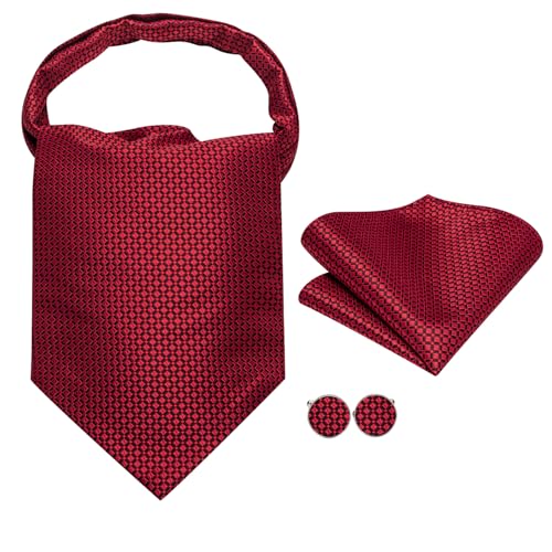 Image of Dubulle Paisley Floral Ascot for Men Self Tie Mens Cravat and Pocket Square Cufflinks Wedding