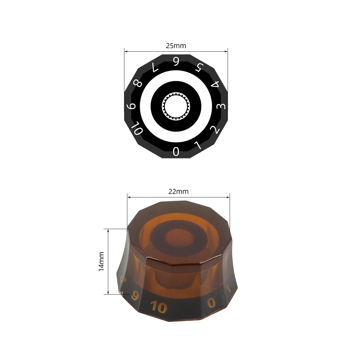Domofa 4Pcs Electric Guitar Knobs Speed Control Volume Tone Knobs for Les Paul Guitar (Amber with Black) - Image 3