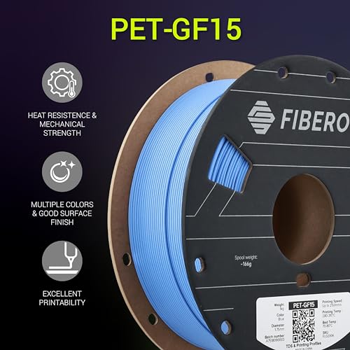 Image of Polymaker Fiberon Blue PET-GF15 3D Printer Filament 1.75mm 1KG, 15% Glass Fiber Reinforced, High Strength & Heat Resistance, Ideal for Automotive, Industrial & Functional Parts, AMS Compatible