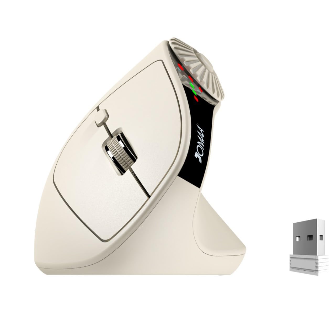 Mouse verticale ergonomico senza fili Bluetooth e ricevitore USB 2.4G Mouse verticale silenzioso con schermo indicatore LED Giradischi multifunzione per lavoro in ufficio