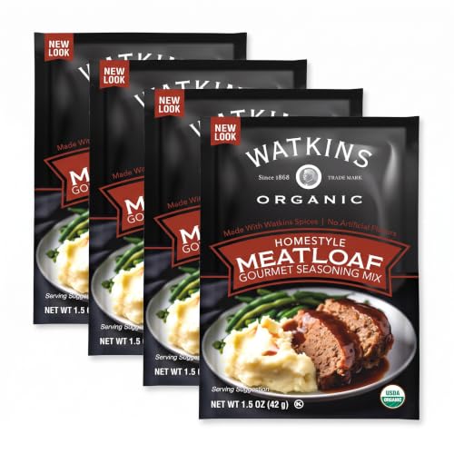 Watkins Organic Gourmet Seasoning Mix, Meatloaf, 1.5 Oz. Pouch, 1 Count (Pack of 4)