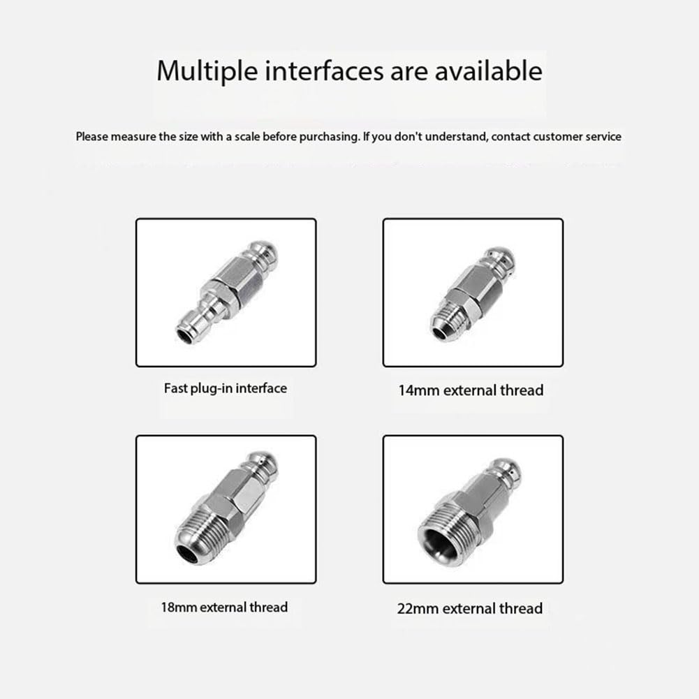 Ugelli per idropulitrici, ugelli a innesto rapido, Ugello for pulizia scarichi fognario ad alta pressione in acciaio inossidabile, 1/2/5 pezzi(1 Hole in Front/3 Holes in Back M14mm,5pcs)