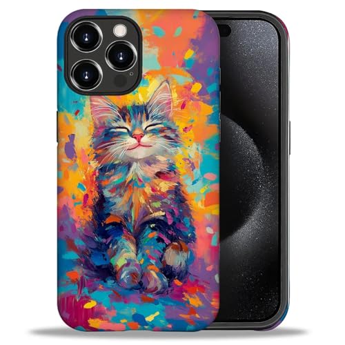 Coque iPhone 16 Pro mignon chat coloré pour le quotidien - 2