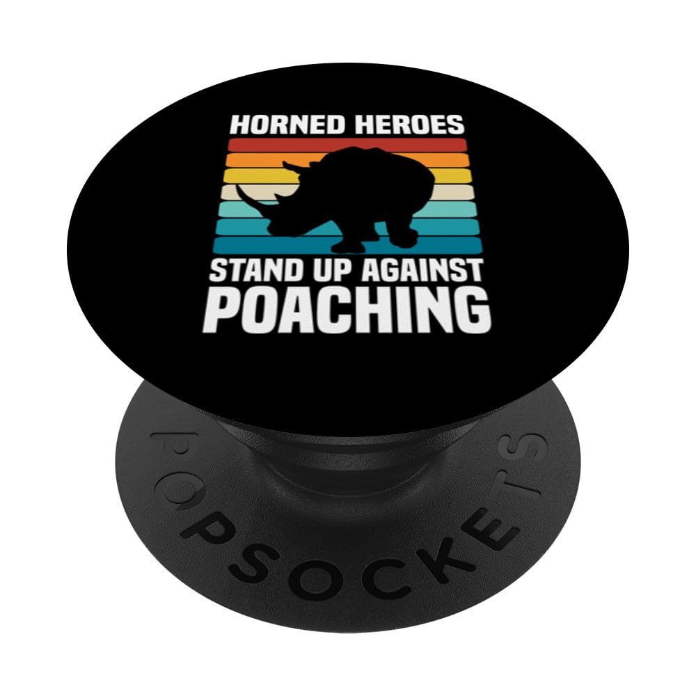Polar Bears Animal Rehabilitation Wildlife Rhino PopSockets Swappable PopGrip, Black