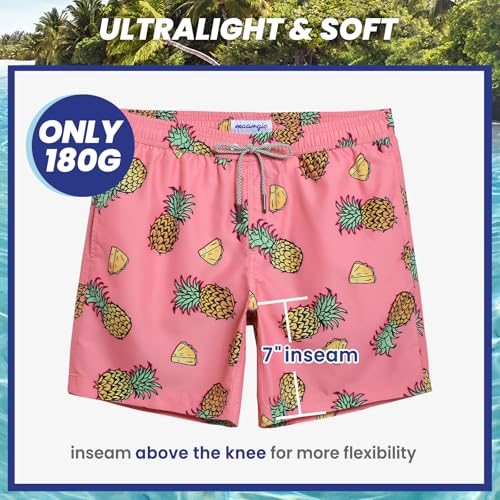 Image of maamgic Mens Slim Fit Swim Shorts Swim Trunks 7 inch Quick Dry Mens Bathing Suits with Mesh Lining
