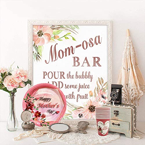 Mothers Day Party Plates Decorations, Serves 24 Guests Paper Plates And Cups Party Supplies, Happy Mother's Day Disposable Plates Celebration Favors 9" Round Dinnerware Platters Tableware Dishes #TOP4