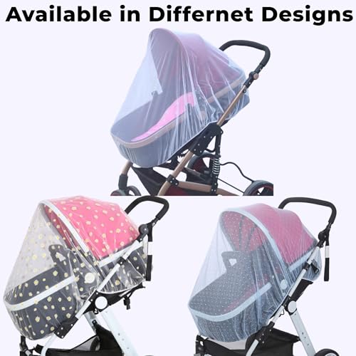 Image of Bembika Baby Stroller Mosquito Net for Pram, Carry Cot & Bassinet Universal Breathable Mesh Insect Protection Cover for Babies Elastic Fit Lightweight Foldable Baby Safety Net (White)