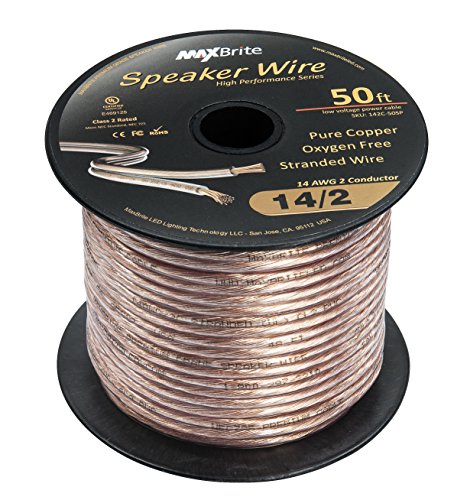 Image of High Performance 14 Gauge Speaker Wire, Oxygen Free Pure Copper - UL Listed Class 2 (50 Feet Spool)