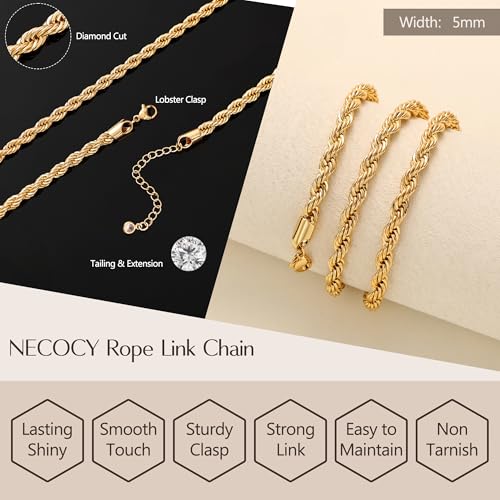 Gold Layered Necklace for Women, 14K Dainty Gold Chain Necklace Stackable Trendy Cuban Link Rope Snake Chain Choker Simple Chunky Herringbone Necklace Stack Jewelry Set Gift for Women2