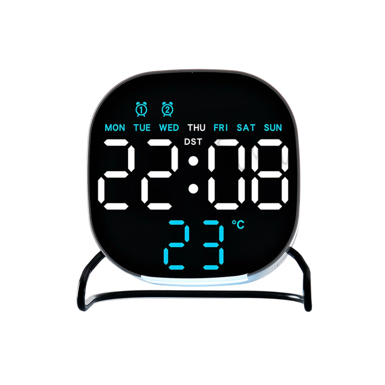 Tsophreniq LED Clock with Double Alarm Soft Glows Nightlight and Simple Operations Interfaces for Bedroom Desktop LED Clock with Alarm and Nightlight