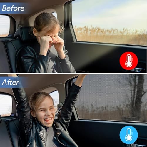 Image of 4 PCS Car Window Sun Shade Breathable Mesh Side Window Covers with UV Protection, Car Mosquito Net Curtain for Baby, Family & Pets, Fits Most Cars