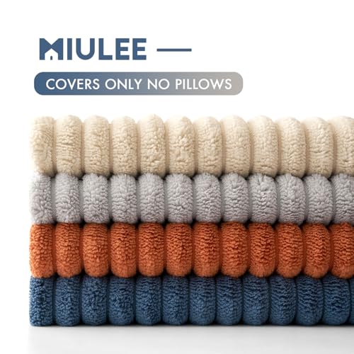 Image of MIULEE Boho Farmhouse Throw Pillow Covers 18x18 Inch Set of 4 Summer Mordern Neutral Cushion Covers Soft Corduroy Nordic Home Decor for Couch Bed Sofa Living Room Blue-Yellow