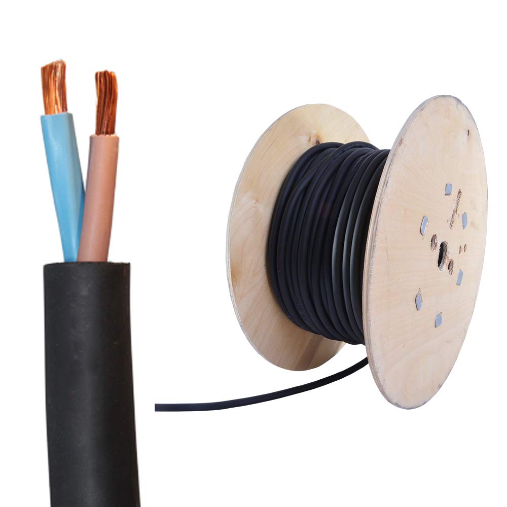 All Lengths 2 Core 1.5mm H07RN-F Rubber Cable Heavy Duty Pond Outdoor Lighting (10m)