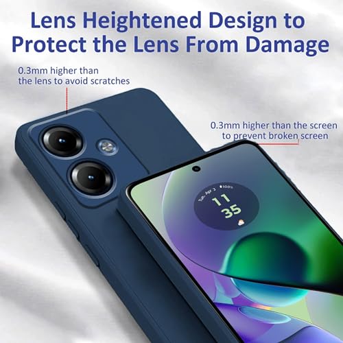 Image of Knotyy Ultra Soft Rubberised Back Cover for Motorola Moto G54 5G | Inner Velvet Fabric Lining | Matte Silicone Flexible |Raised Bumps for Camera & Screen Protection Back Case Cover - Blue