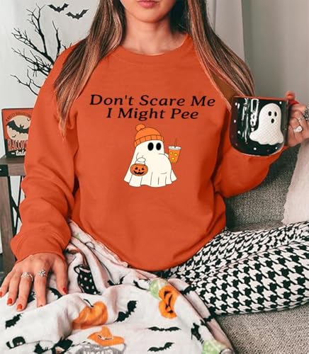 Don't Scare Me I Might Pee Sweatshirt Funny Don't Scare Me I Might Pee Hoodie Pregnant Ghost Pullover Tops2