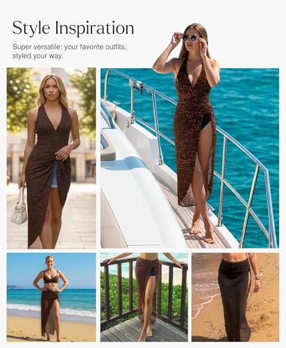 Popilush Swimsuit Coverup for Women - Mesh Swim Beach Bathing Suit Cover Ups Sarong Wraps Skirt Vacation Clothes2