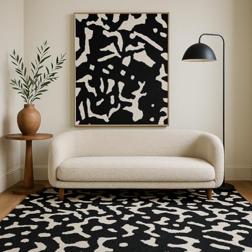 Image of Sifa Carpet Modern Round Area Rug - Hand-Tufted with 100% NZ Wool, Thick & Soft Circular Carpet for Living & Dining Room, Weight -15 Pund, Size-5x5 Feet (60x60 Inch Round)