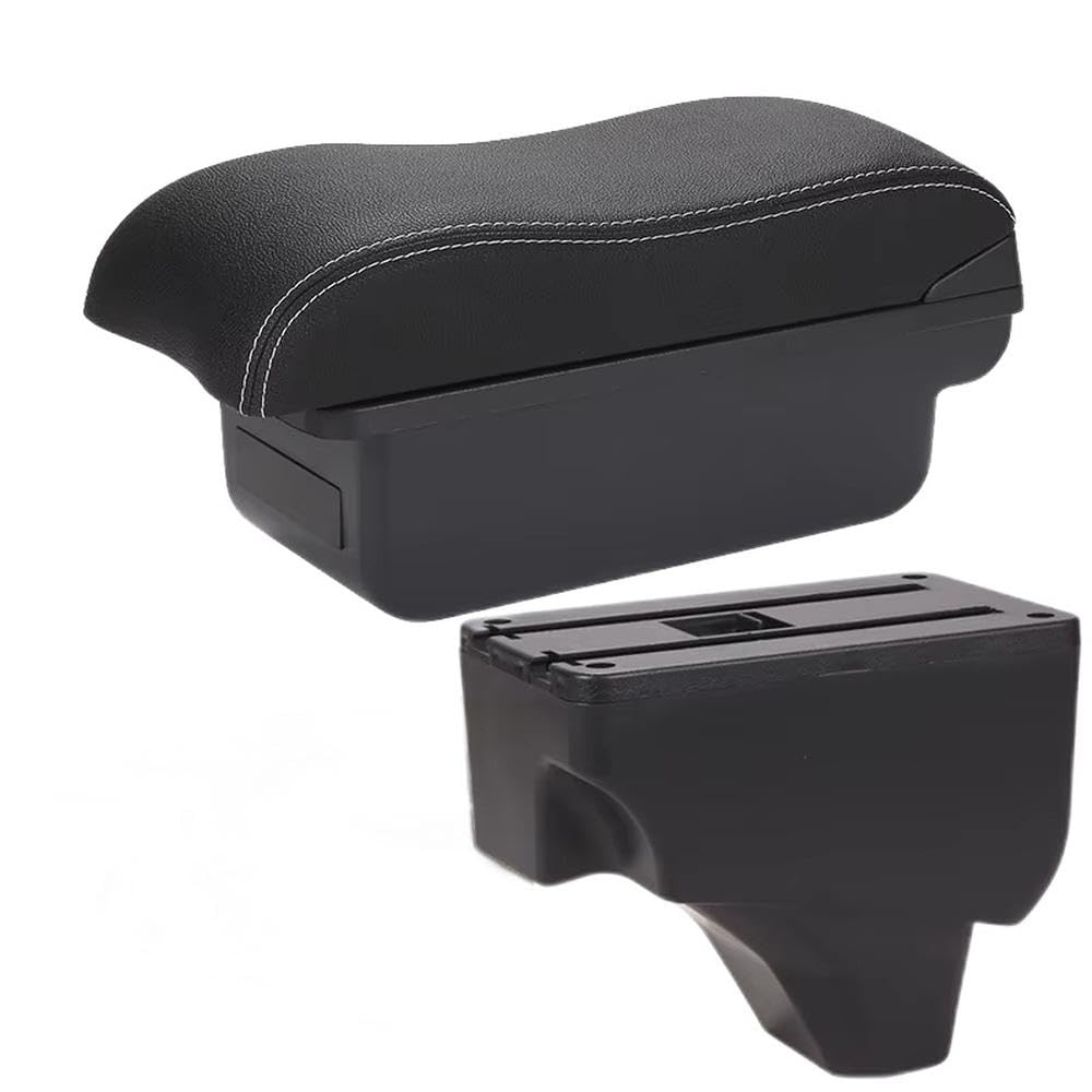 FSOZDBBPL For Peugeot 2008 For Peugeot 208 2019-2024 Car Armrest Box Storage Box Retrofit Parts Curved Surface Interior Parts(C3 Black white NO USB)