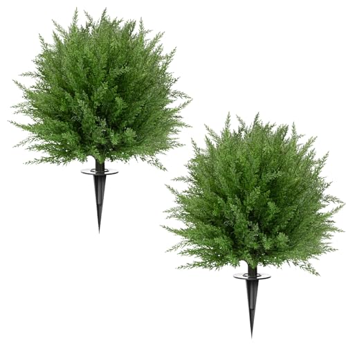 FAJUNZH Artificial Topiary Bushes for Outdoors with Spike, Boxwood Ball Fake Shrubs UV Resistant Faux Plants for Indoor Outdoor Fall Thanksgiving Halloween Decor - image 1