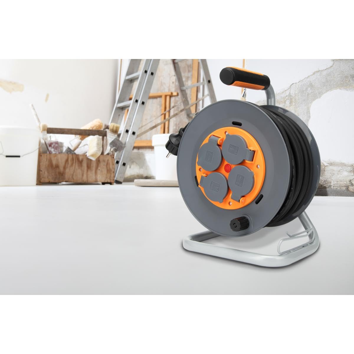 Zenitech - Enrouleur de Chantier IP44 4 Prises 16A 3G1,5mm² 25m - Orange