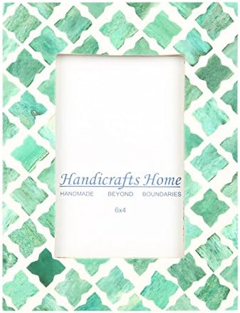 Handicrafts Home 4x6 Photo Frame Green White Bone Mosaic Moroccan Picture Frames - Christmas Gifts New Years Gift