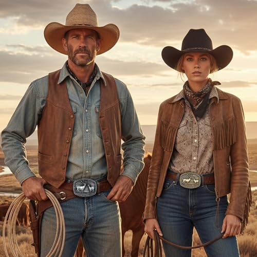 Image of Western Cowboy Belt Buckles Men - Western Belt Buckle Vintage Country Belt Buckle for Men Women Cowgirl Cowboy Gifts