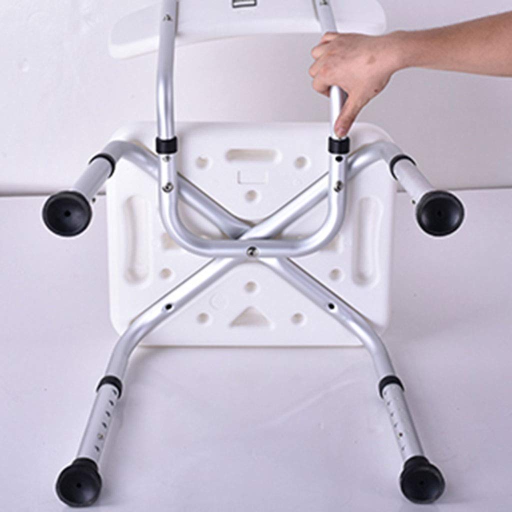 con Respaldo Asiento de Ducha, Altura Ajustable con apoyabrazos Marco de Aluminio para Ancianos Discapacitados Suministros médicos Taburete de Ducha fácil de Montar Asiento de Ducha Asientos