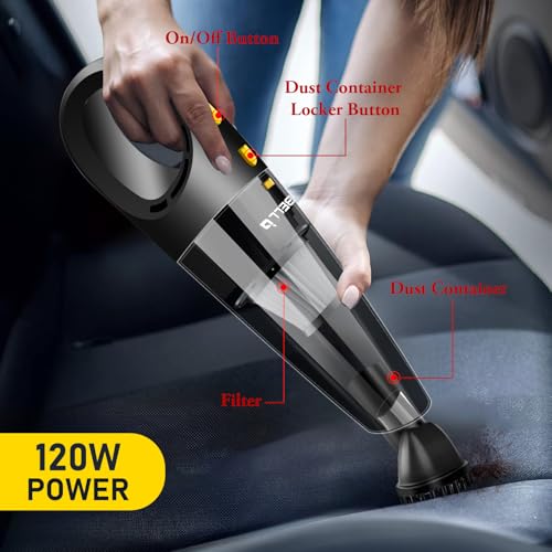 Image of IBELL Car Vacuum Cleaner | Portable Cordless Vacuum Cleaner for Car Use, 120W Wet & Dry, HEPA Filter | 5.5kPa Powerful Suction