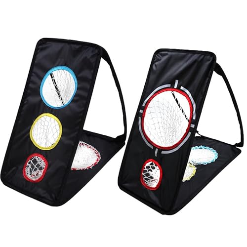 Ailierr Golf Practice Chipping Net, Dual-Sided, Multi-Target, Foldable, Golf Training Aid, Caviar, Multiple (Five Hole net)