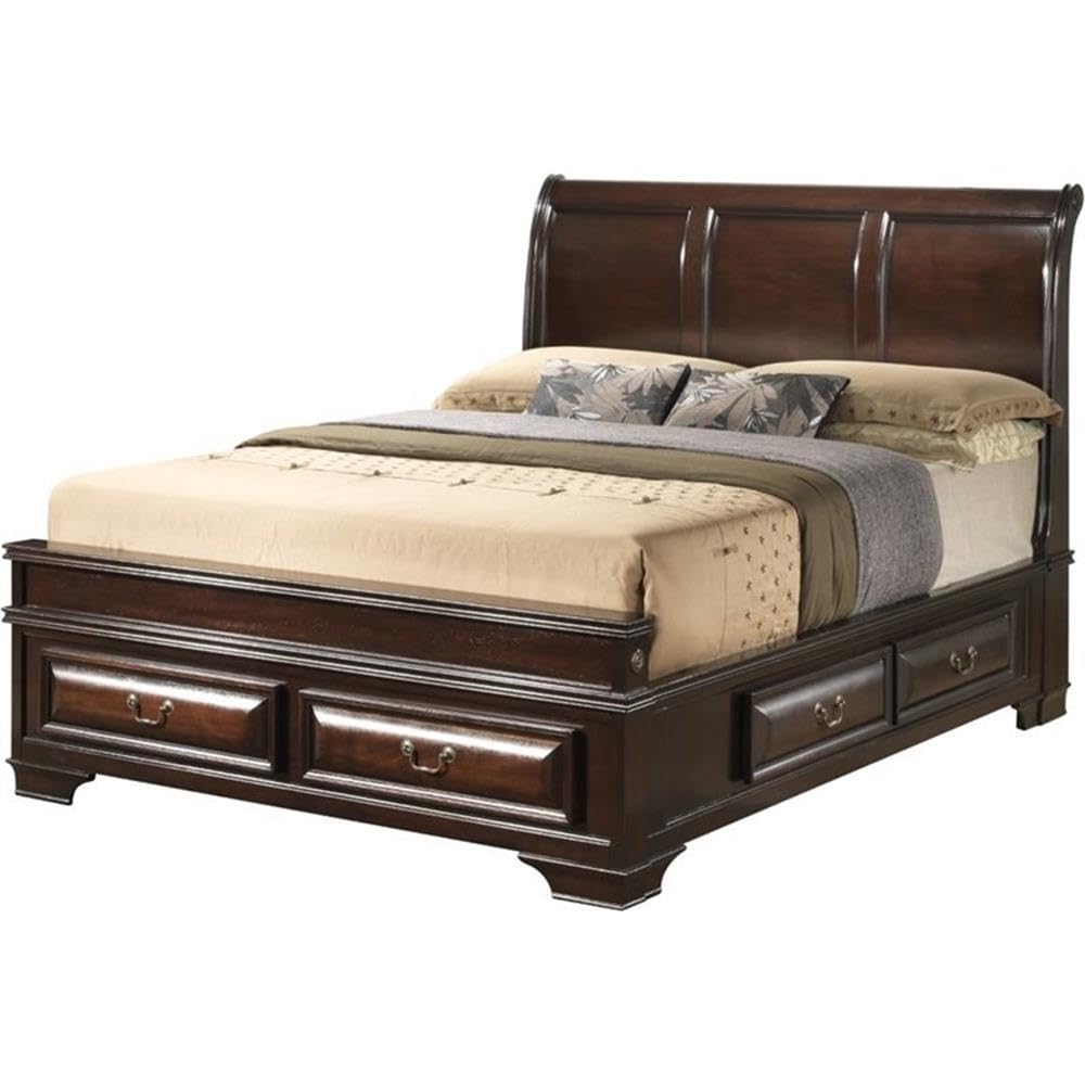 Glory Furniture LaVita Full Storage Bed w/Wood Panel Headboard in Cappuccino