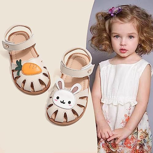 Toddlers Little Girls Ankle Strap Hook&Loop Dress Rabbit-Carrot Summer Shoes Closed Toe Wedding Sandals2